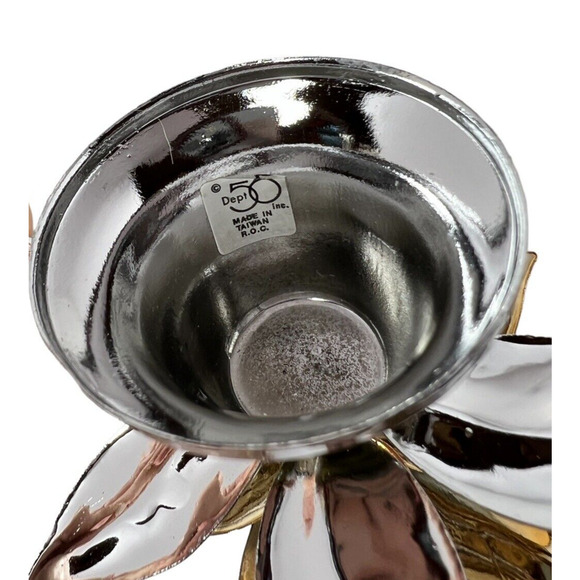 Department 56 Poinsettia Silver Gold Candle Snuffer 8019-5 Original Box Unused - Picture 7 of 7